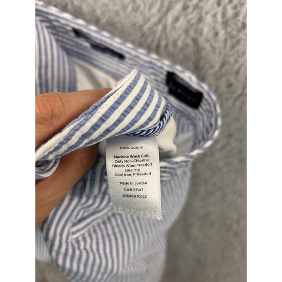 Talbots Relaxed Chino Shorts Blue White Seersucker Stripe 12 – 7” Inseam - Picture 3 of 9